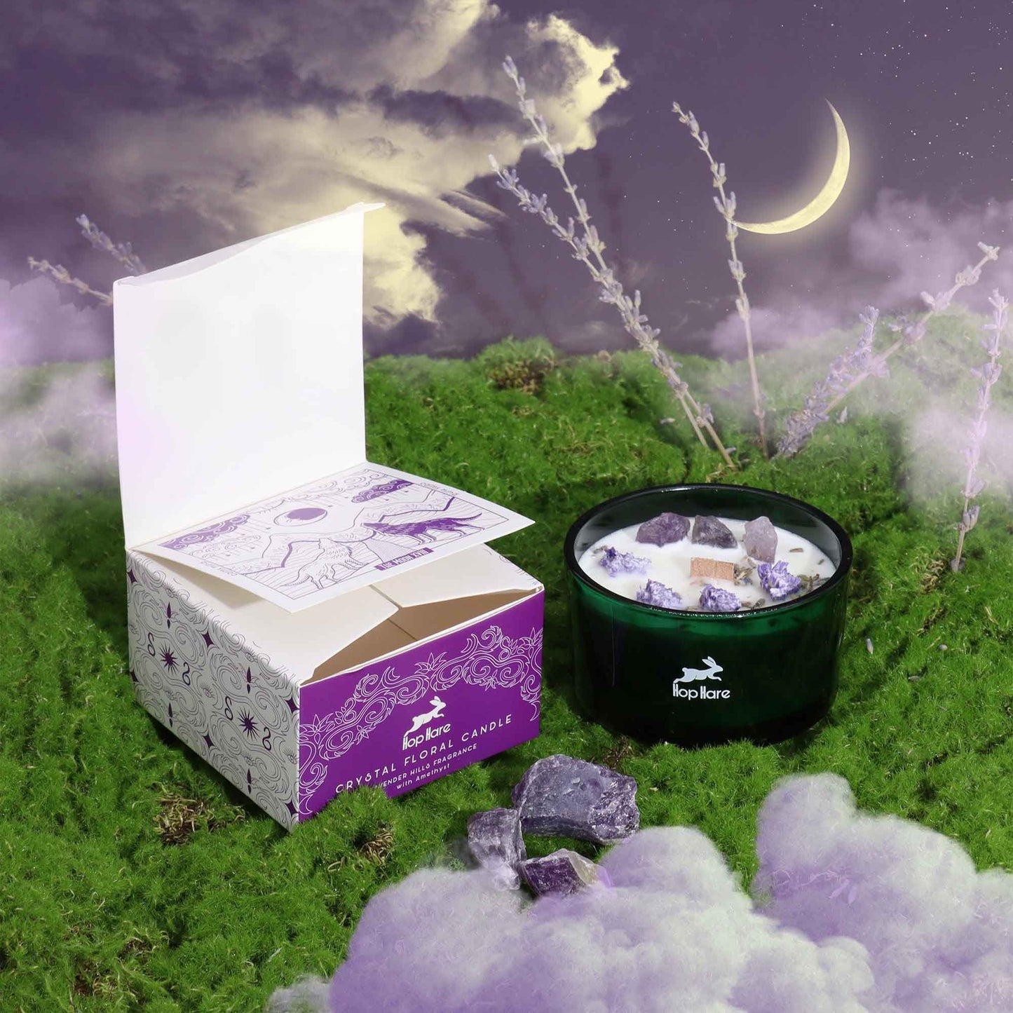 Hop Hare Crystal Magic Flower Candle – The Moon