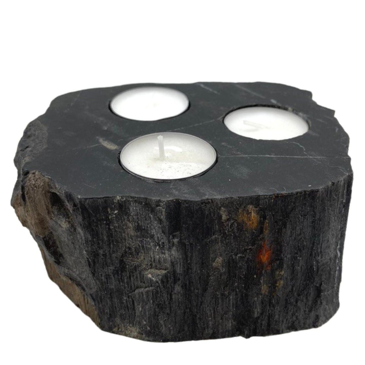 Petrified Wood Candle Holder – Triple