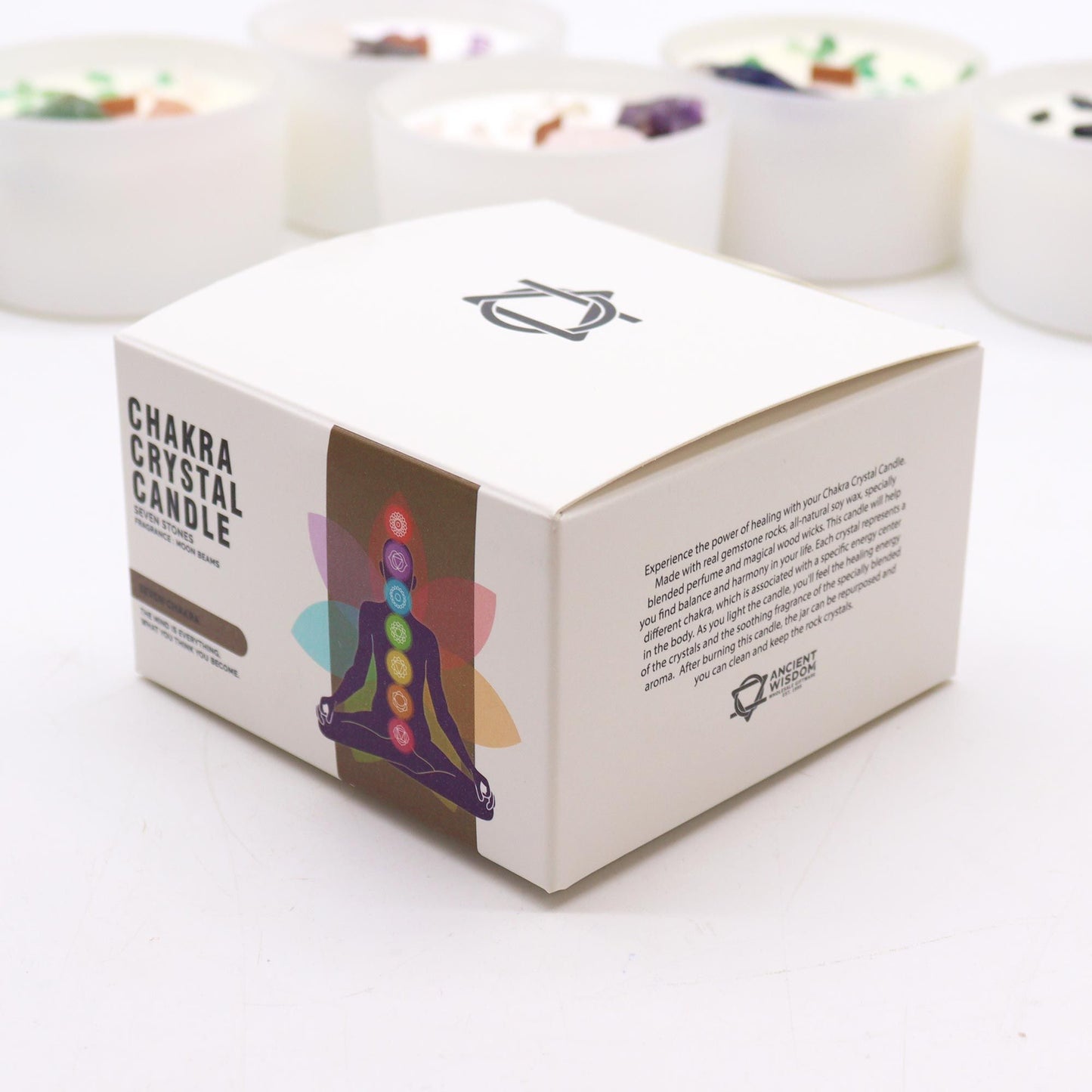 Large Chakra Crystal Candles: Seven Chakra