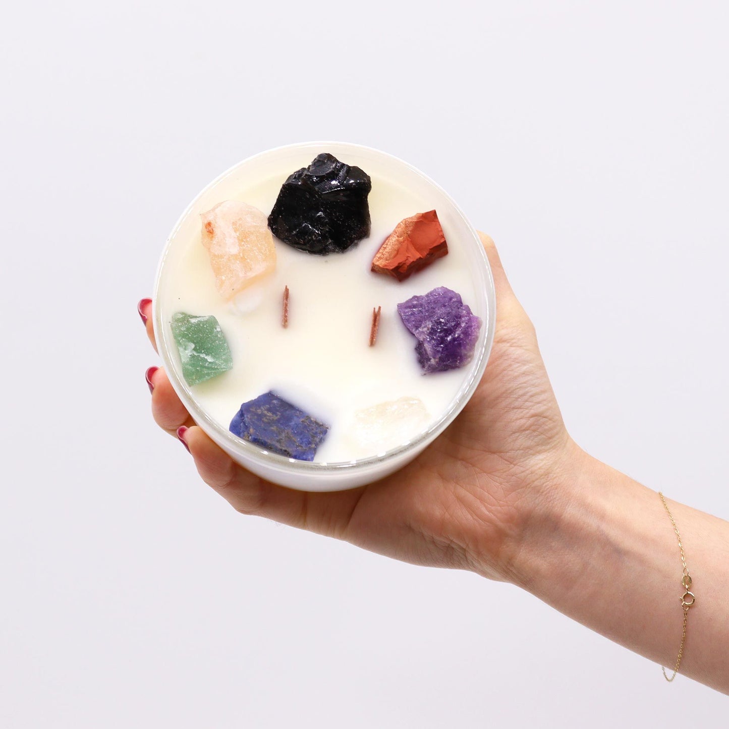 Large Chakra Crystal Candles: Seven Chakra